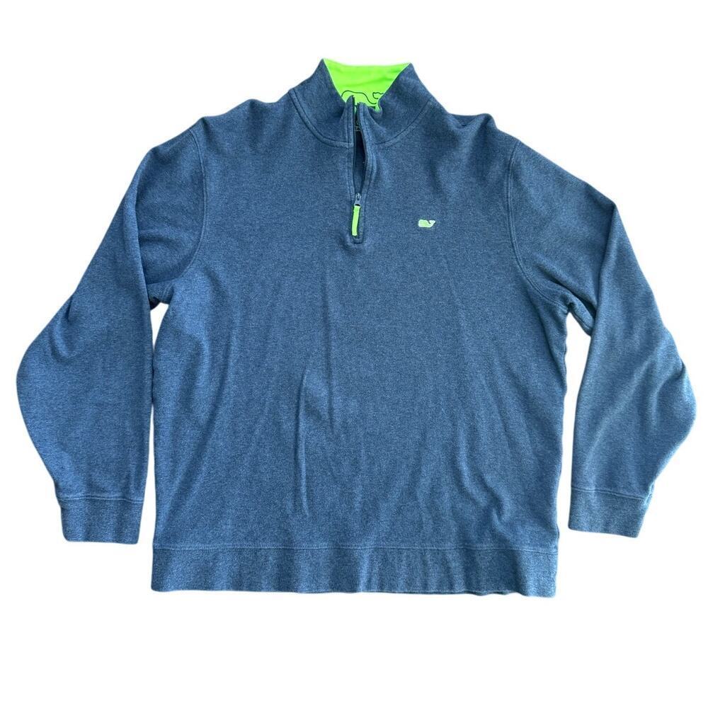 Vineyard Vines Men’s Navy Blue Quarter Zip Long Sleeves Sweatshirt Size Large